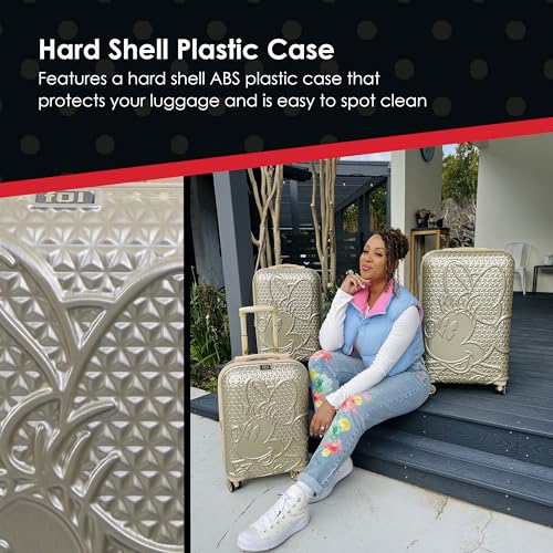 Rose Gold Textured Hardshell Rolling Luggage D59085