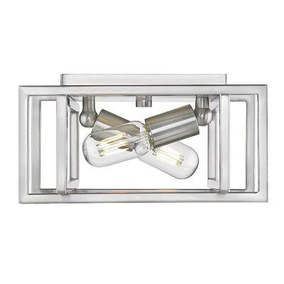 2 - Light Caged Rectangle Flush Mount Fixture Pewter Q201638