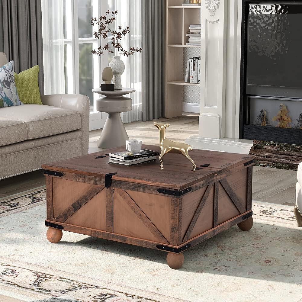 Gray Coffee Table with Drawer and Storage Shelf X231