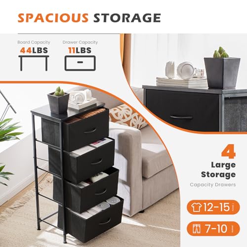 Black 4 Fabric Drawers Nightstand Y940688