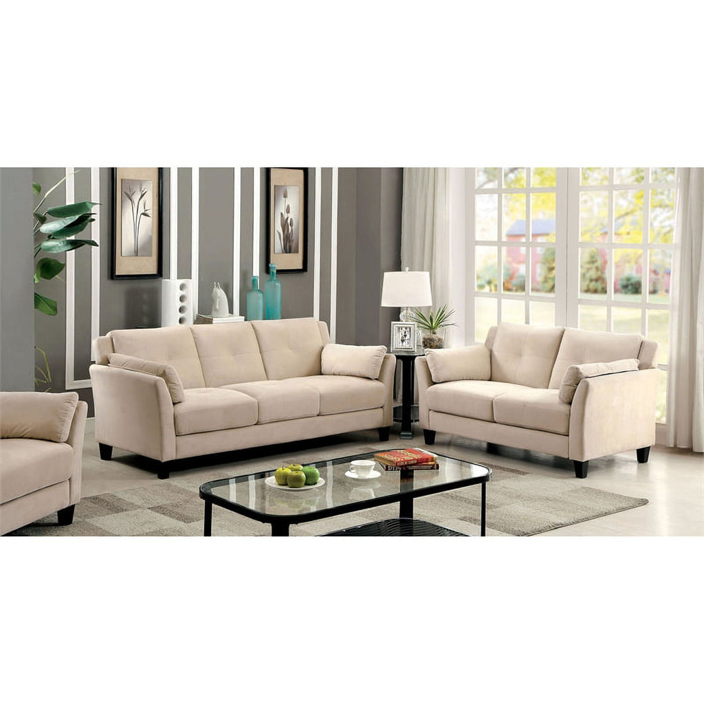 Beige Fabric Tufted Sofa B73157