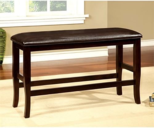 Espresso Faux Leather Counter Height Bench V969911