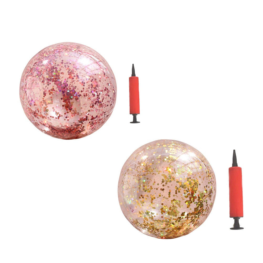Luxury Gold Sequin + Rose Gold Sequin 2pcs Inflatable PVC Beach Balls with Pumps Z736004
