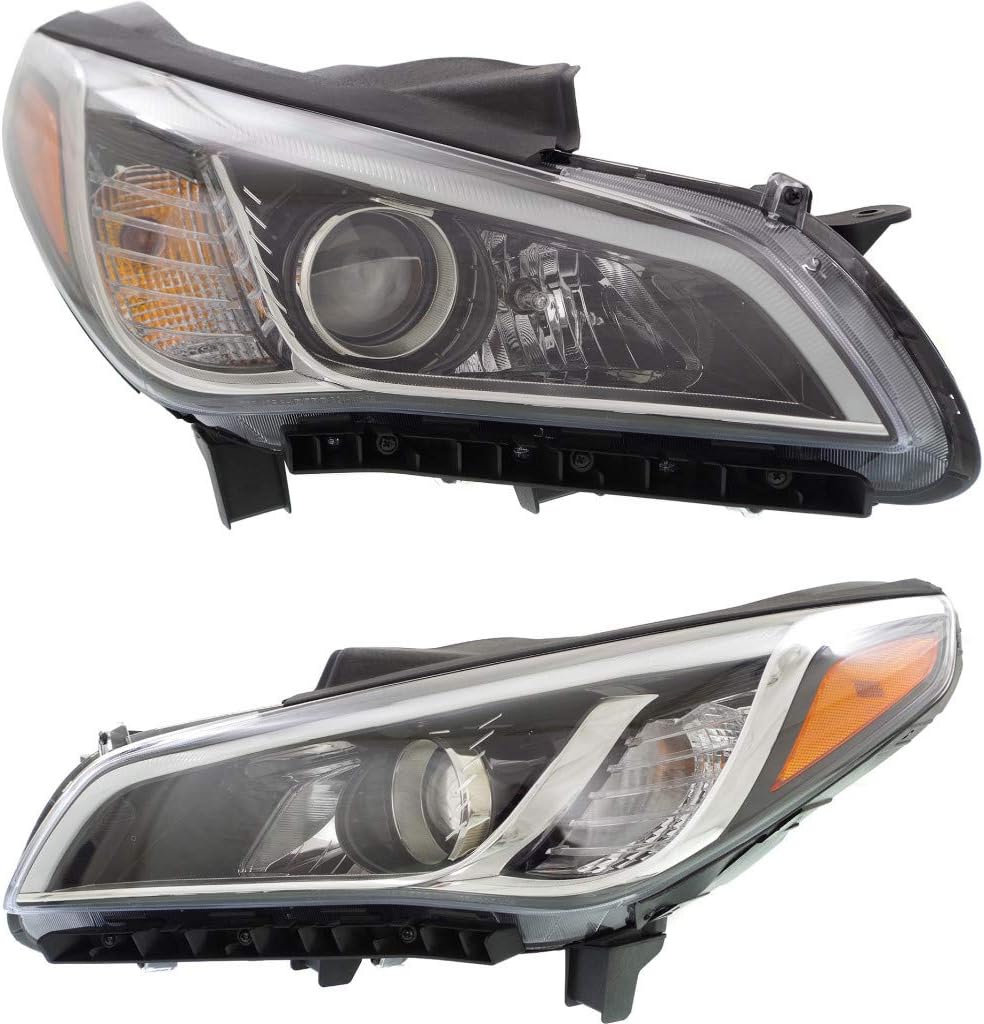 Black Housing Headlight Pair for Hyundai Sonata 2015 2016 2017 K8059