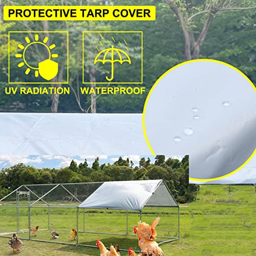 Extra Large Metal Walk-in Chicken Coop with Waterproof Cover L399