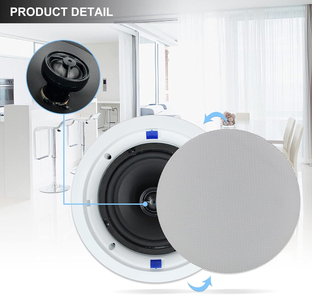 6.5'' 600Watts 2-Way Bluetooth Ceiling Speakers（4 Speakers） A51090