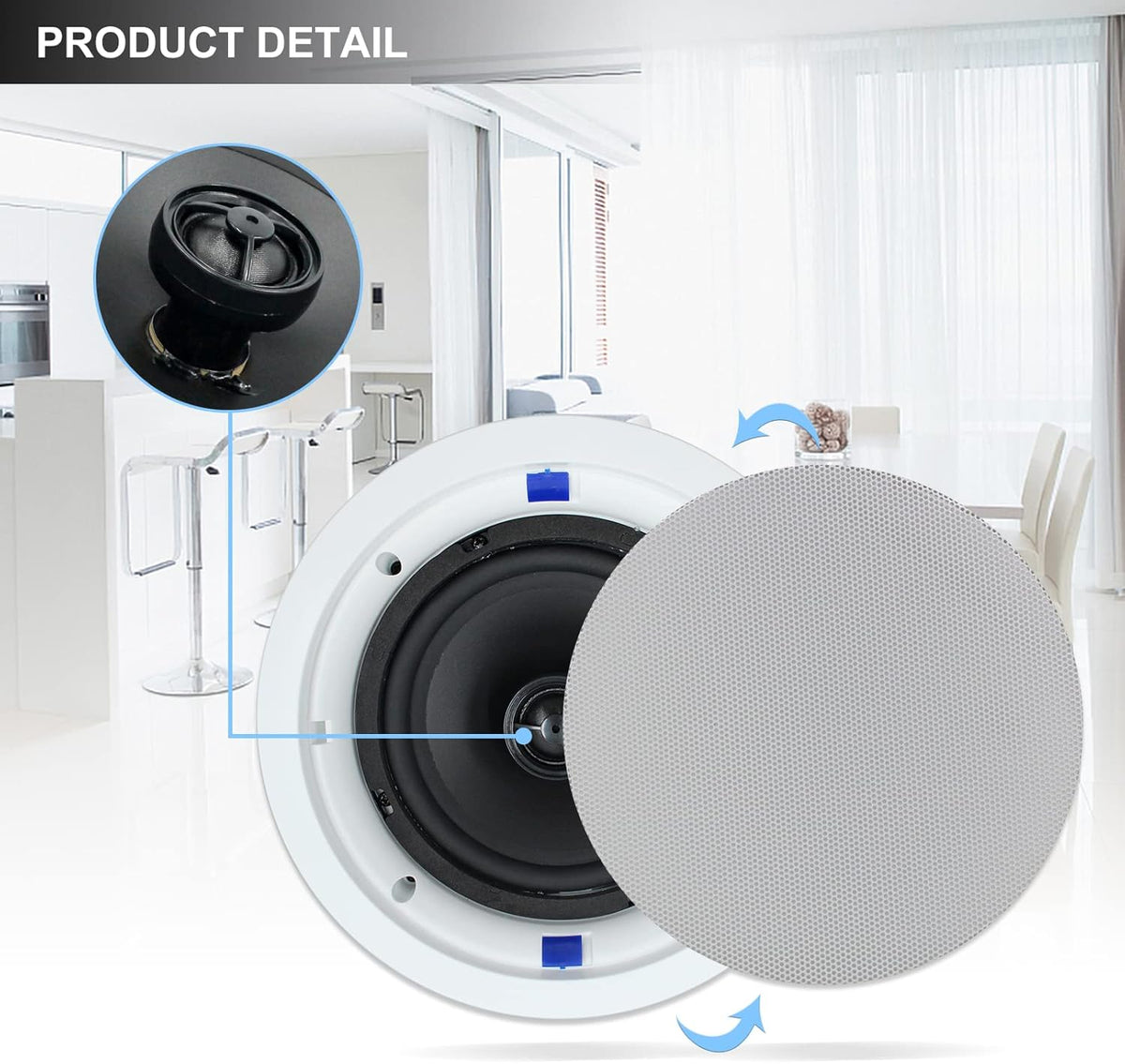 6.5'' 600Watts 2-Way Bluetooth Ceiling Speakers（4 Speakers） A51090