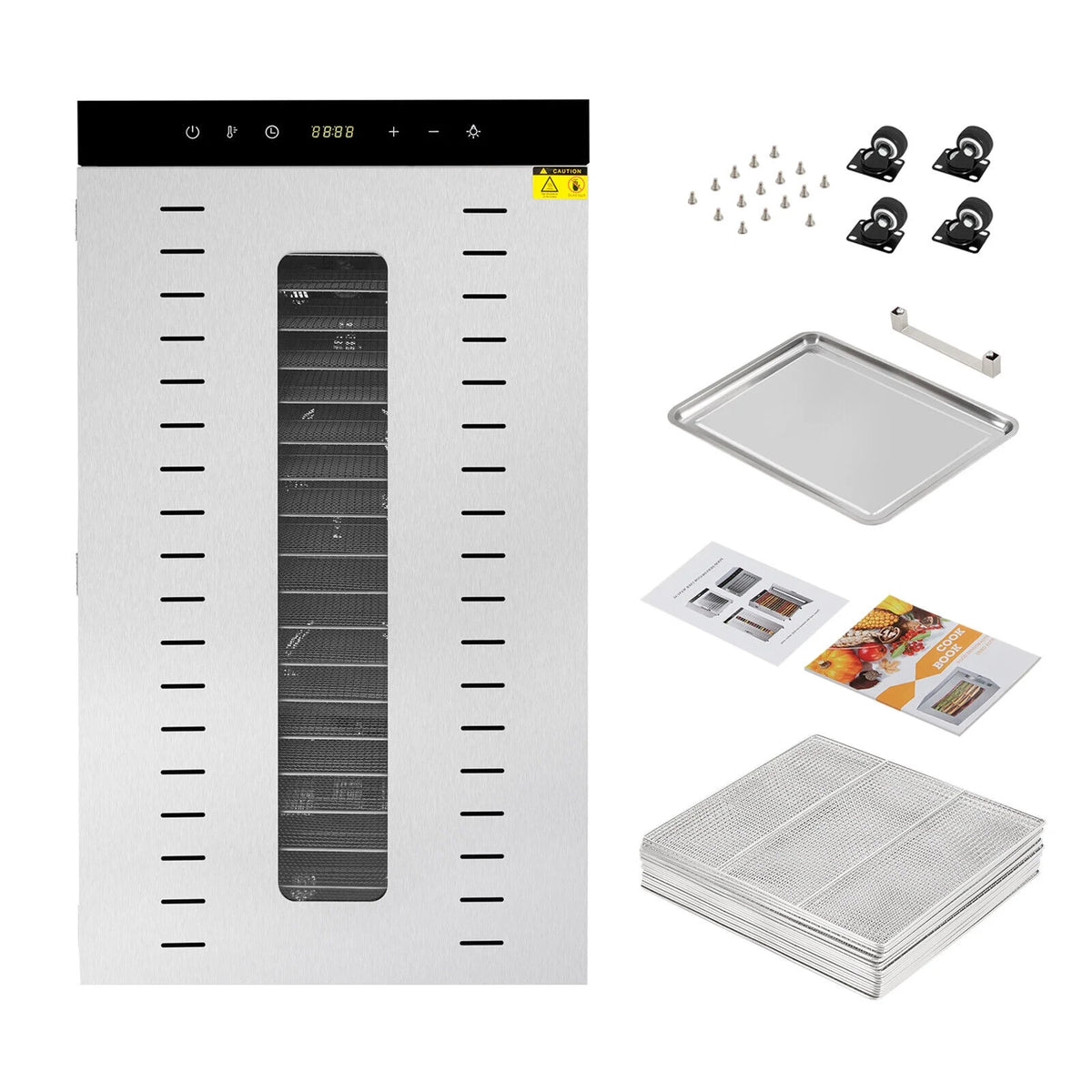 1700W Electric Food Dehydrator with Temperature Control 20 Stainless Steel Trays P7405