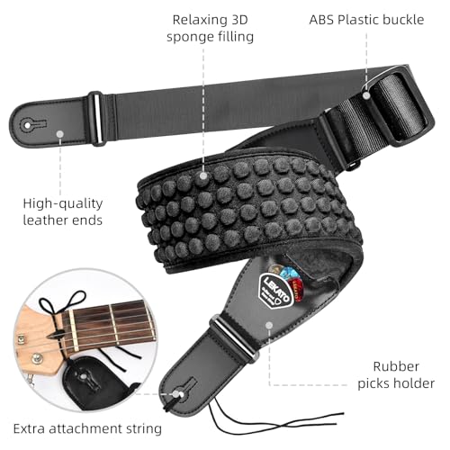 3.5" Wide Padded Adjustable Guitar Strap with Strap Locks N106115