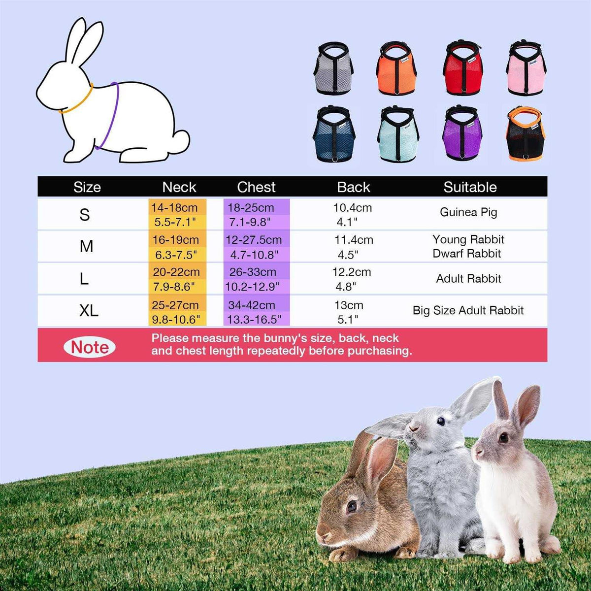 Adjustable Soft Harness with Elastic Leash for Rabbits Q684563