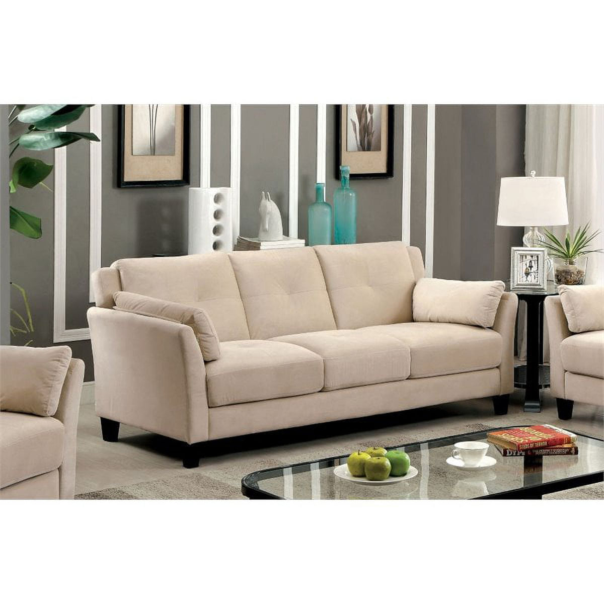 Beige Fabric Tufted Sofa B73157