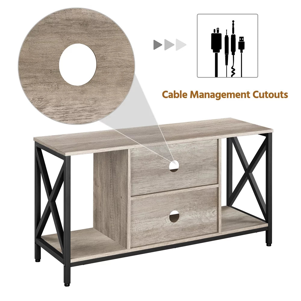 47inch Gray Wooden TV Stand with Storage S21375