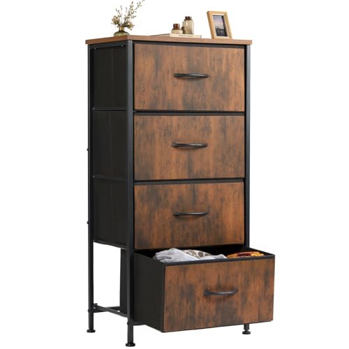 Black 4 Fabric Drawers Nightstand Y940688