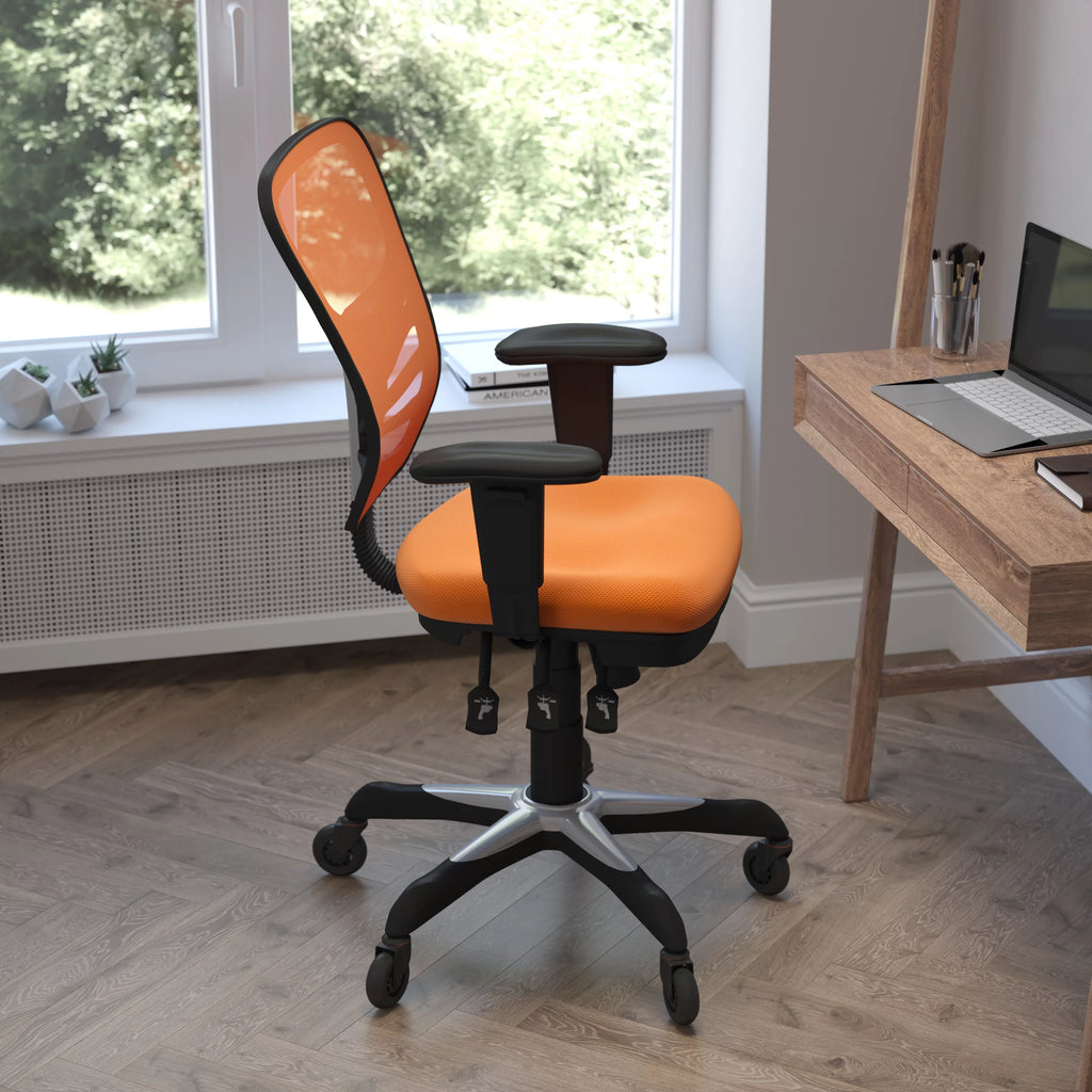 Orange Mesh Ergonomic Office Chair with Adjustable Arms K11374