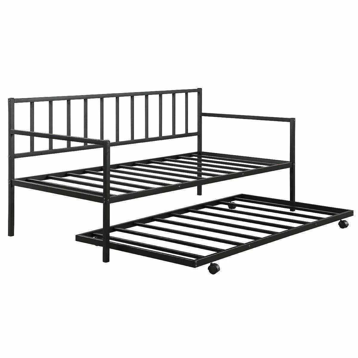 Black Twin Size Metal Daybed with Trundle C6647