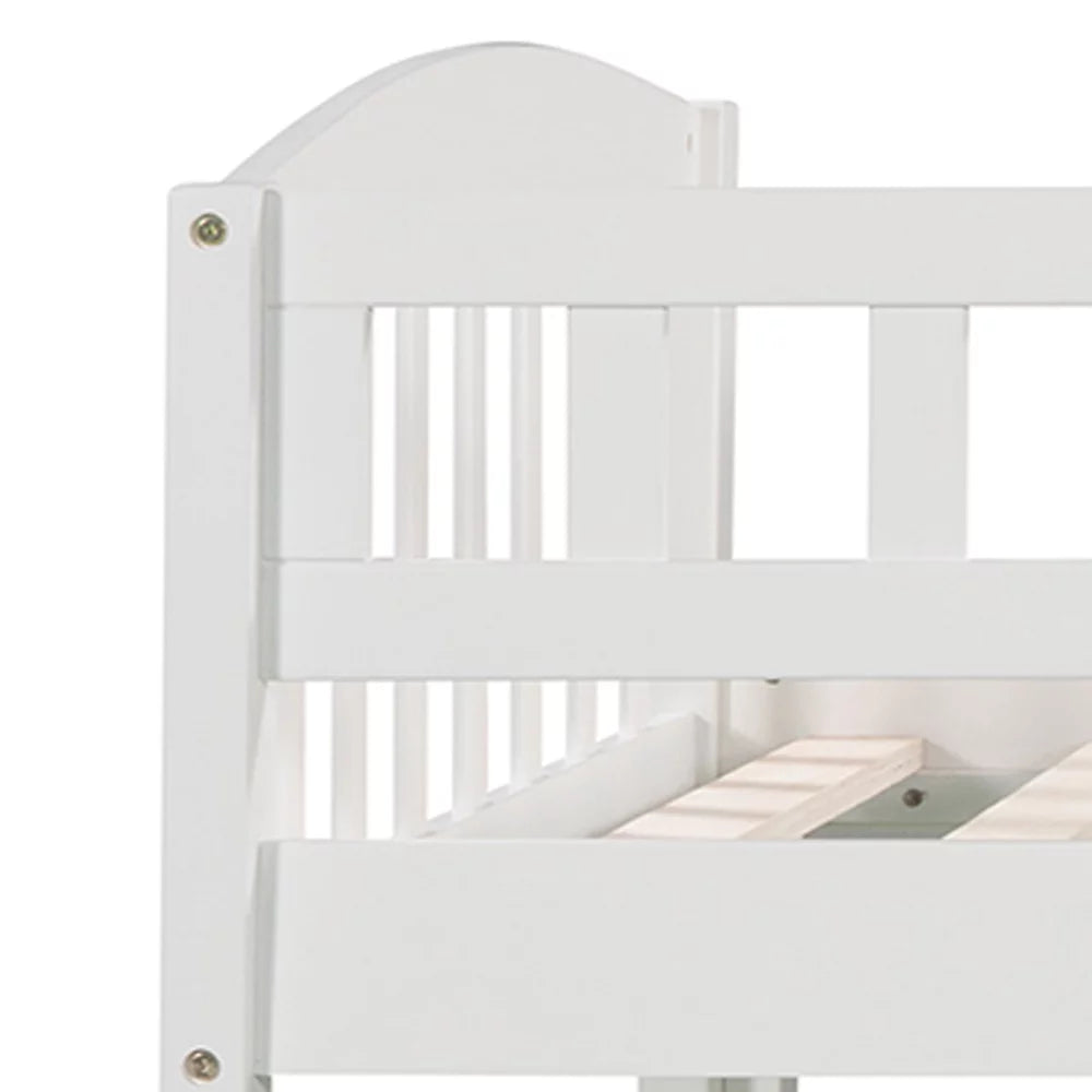 White Double Loft Bed with Slide and Ladder B72258