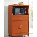 Mahogany Wood Finish Kitchen Cabinet Microwave Cart Q8718