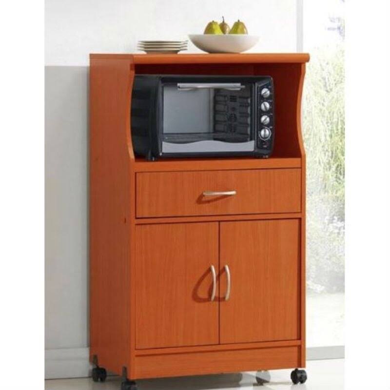 Mahogany Wood Finish Kitchen Cabinet Microwave Cart Q8718