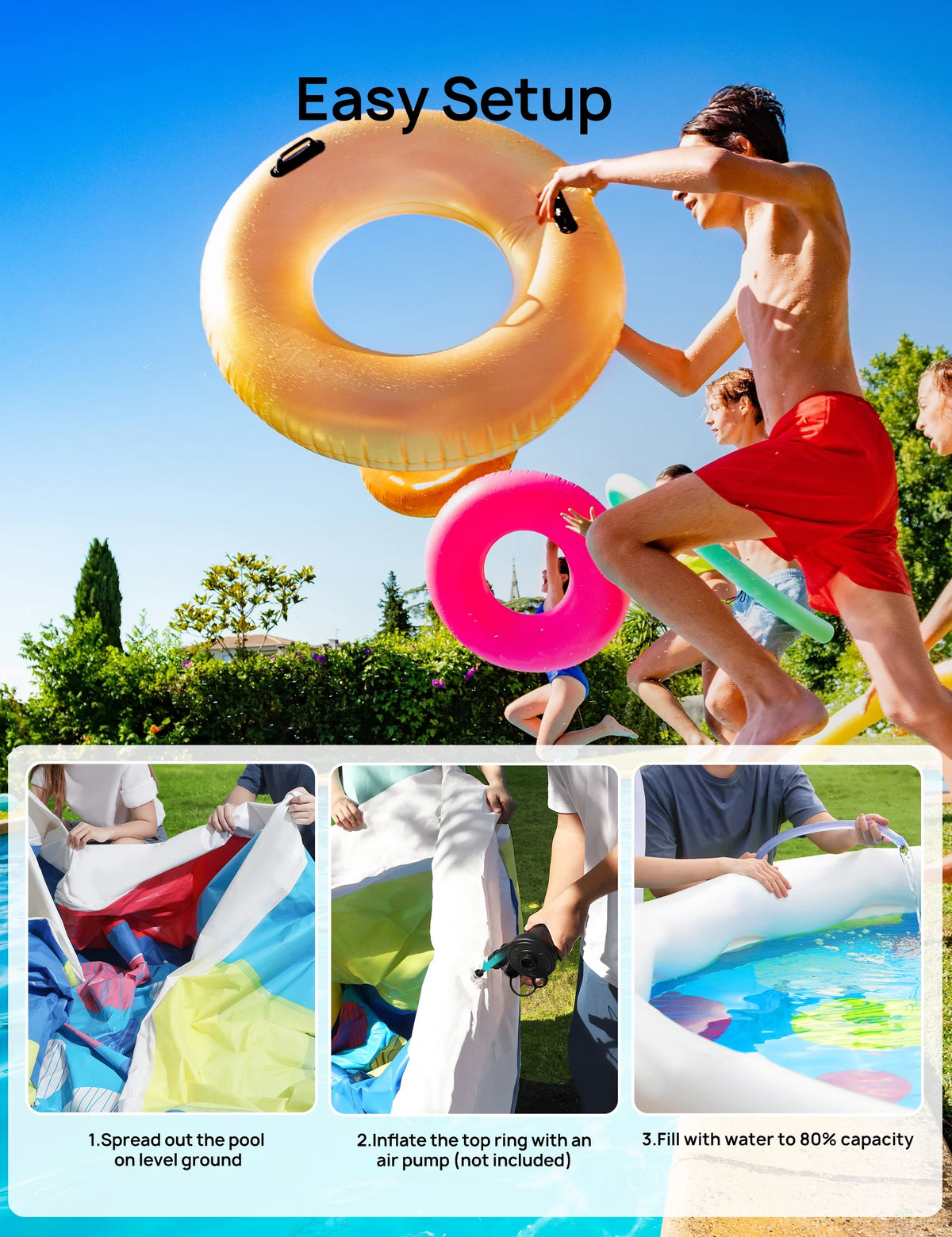15ft 35in Above Ground Pool with Filter Pump S885
