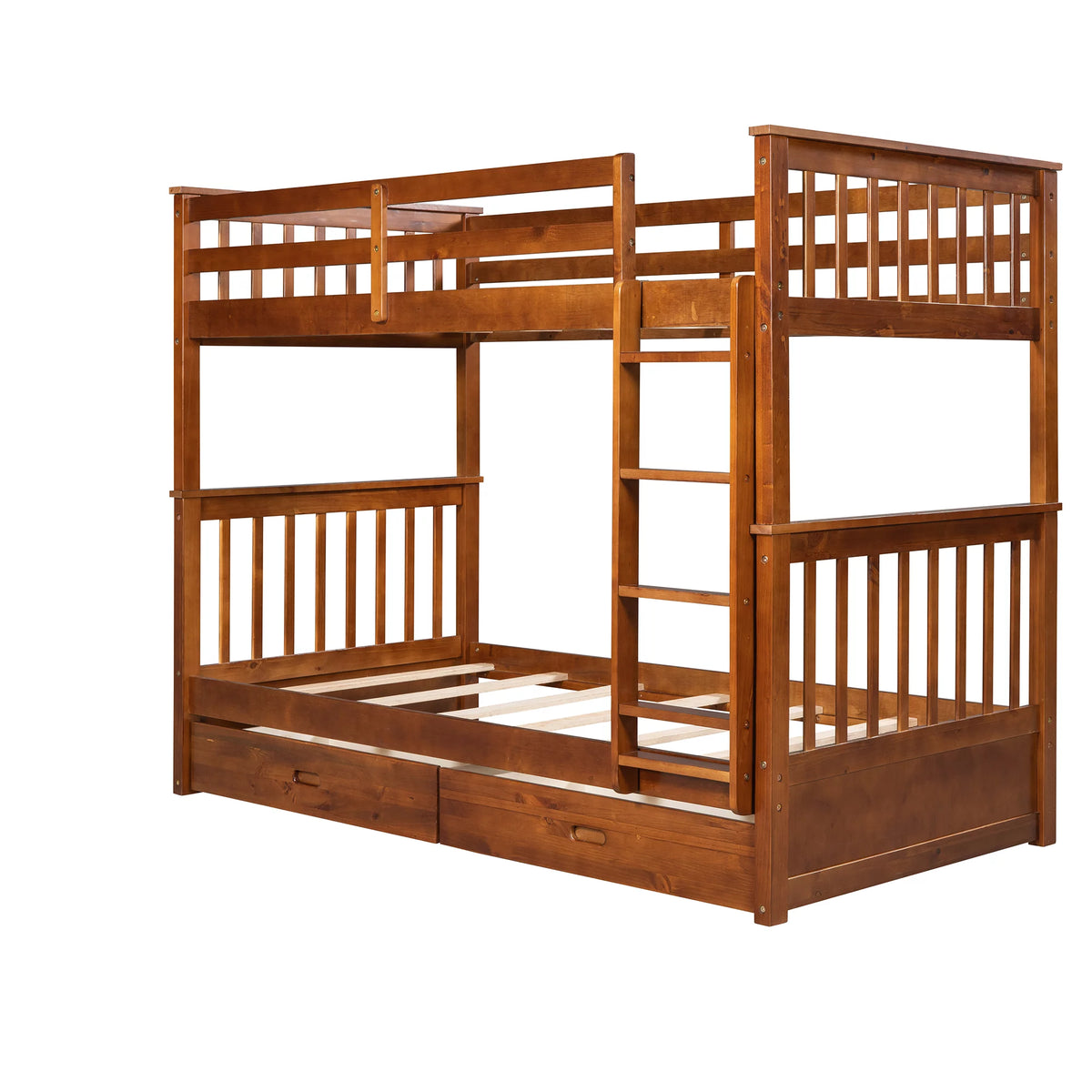 Solid Wood Twin Over Twin Bunk Beds with Storage Drawers N32140