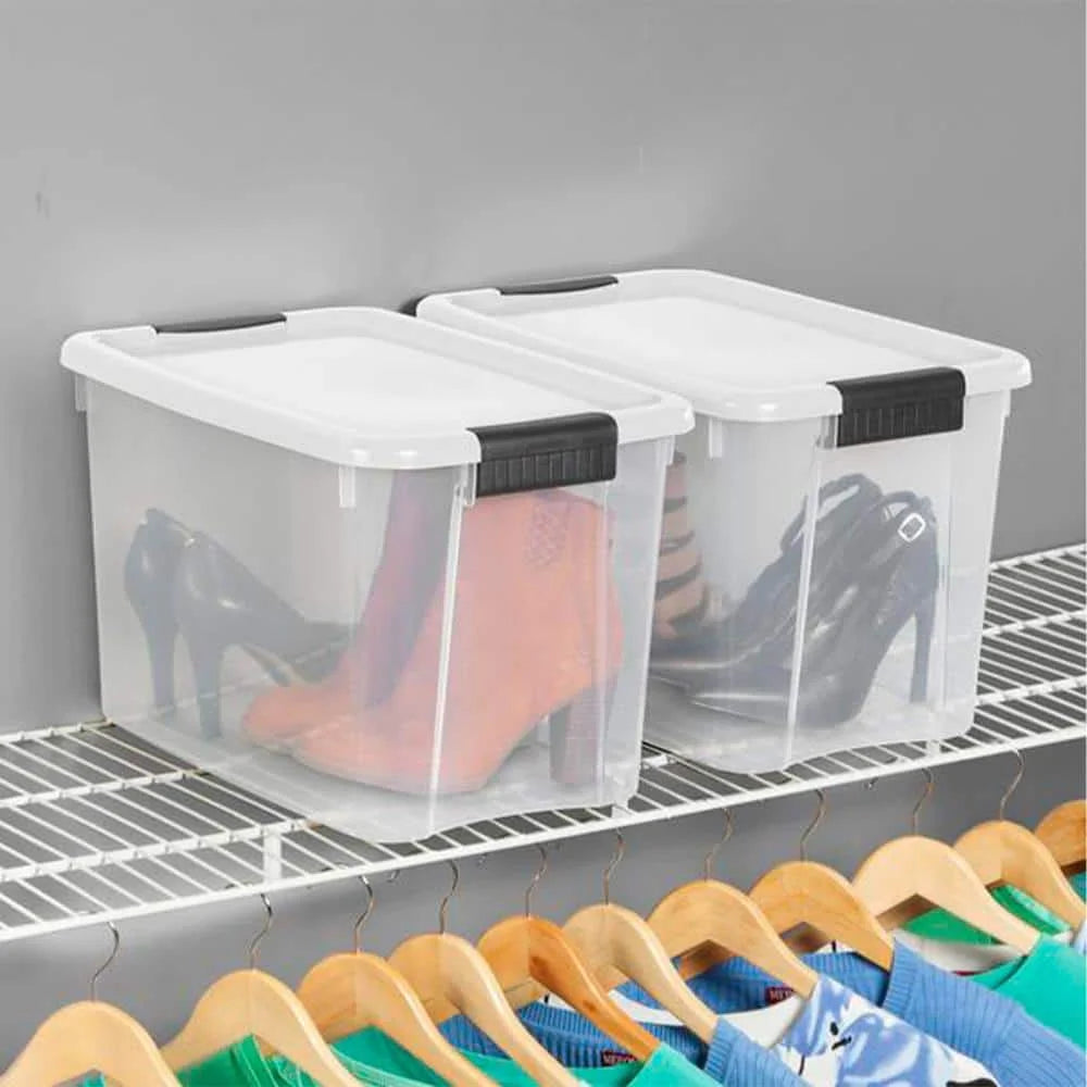30 Qt. Storage Box with White Lid and Clear Base 12-Pack R8981