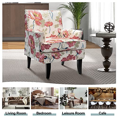 Modern Accent Chair with Arms and Wooden Legs W270572