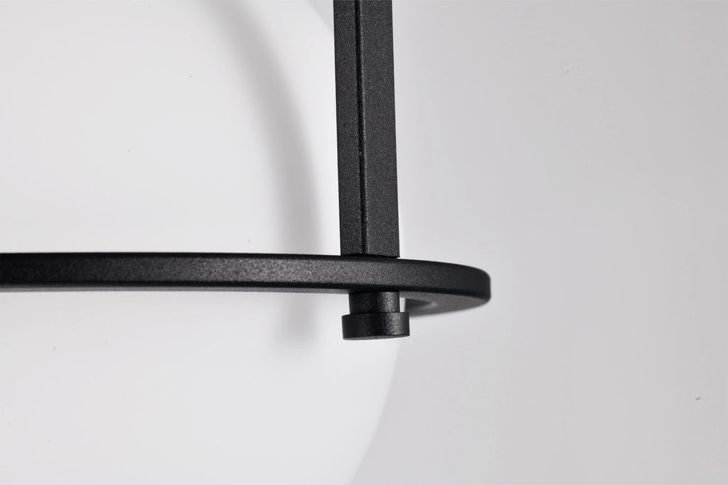 Black 1-Light Semi Flush Mount Ceiling Light with Opal Glass Shade Z63774