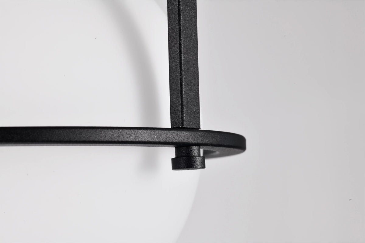 Black 1-Light Semi Flush Mount Ceiling Light with Opal Glass Shade Z63774