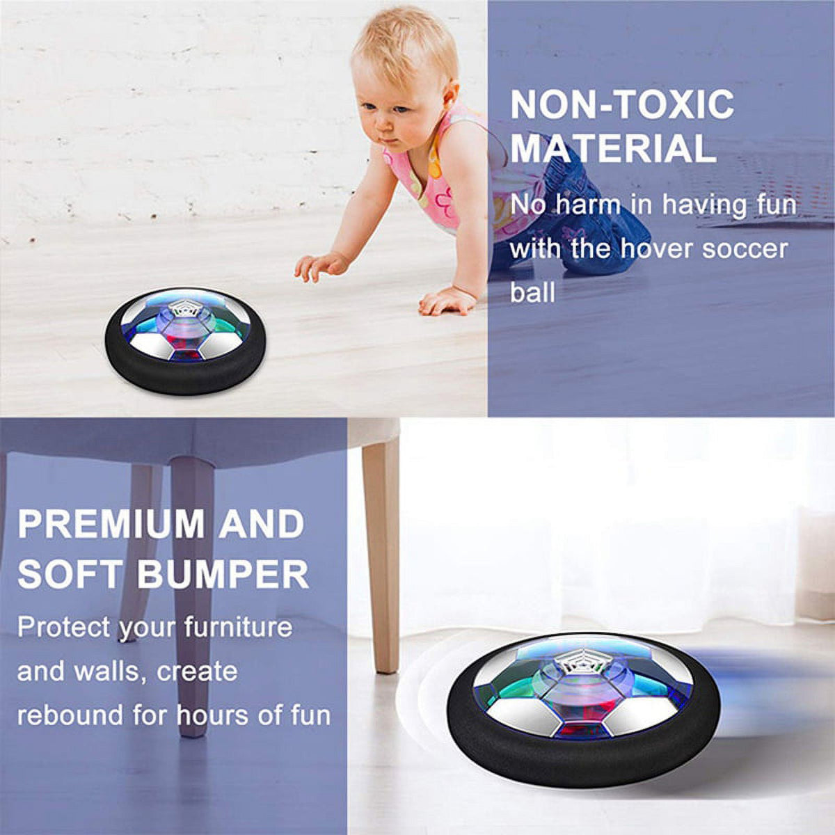 LED Hover Soccer Ball USB Charging Electric Air Cushion Indoor Luminous Toy B129803