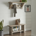 Mango Wood Bench and Coat Hook with Shelf T596579