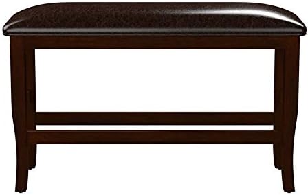 Espresso Faux Leather Counter Height Bench V969911
