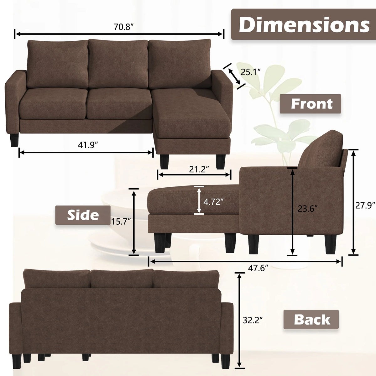 Light Gray L-Shaped Sectional Sofa T93492