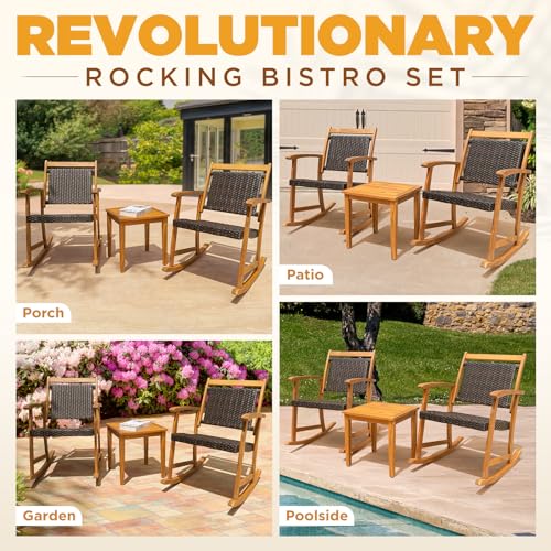 Wood Wicker 3 Piece Patio Bistro Set L90938