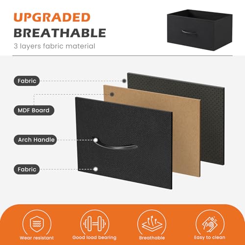 Black 4 Fabric Drawers Nightstand Y940688