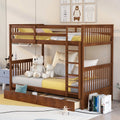 Solid Wood Twin Over Twin Bunk Beds with Storage Drawers N32140