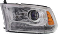 Headlight Assembly Compatible with 2013-2018 Ram 1500 2500 3500 Halogen Projector Type Chrome Driver Side C113