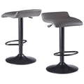 Gray and Black Leather Adjustable Stool with Footrest Y7442