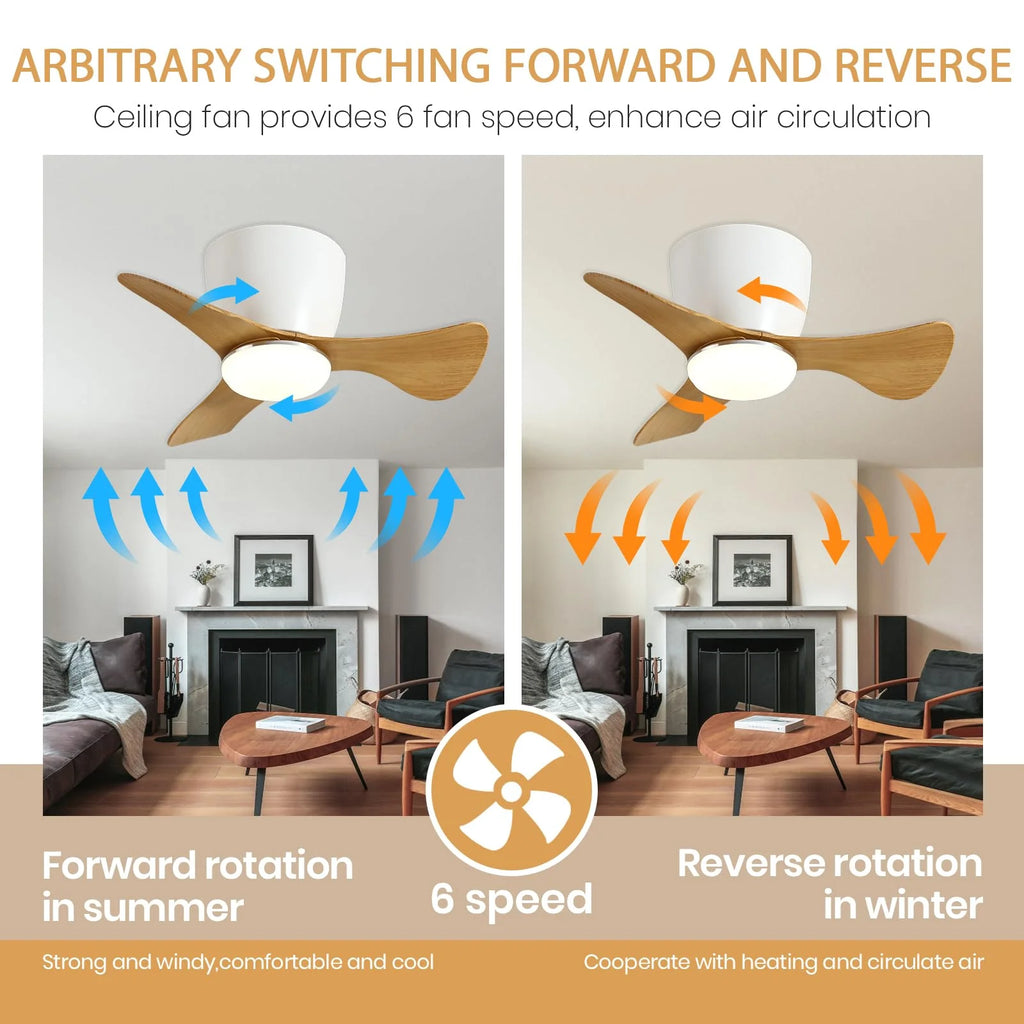 White 22 Inch 3 Reversible Blades Ceiling Fan with Lights Y6545