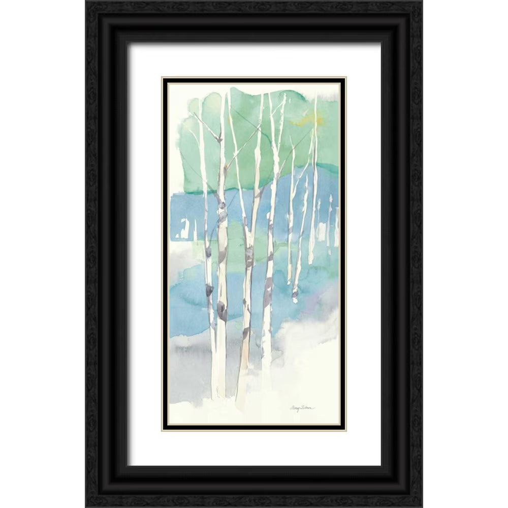 Aspens Panel II 11x18 Black Ornate Wood Framed Art Print K692