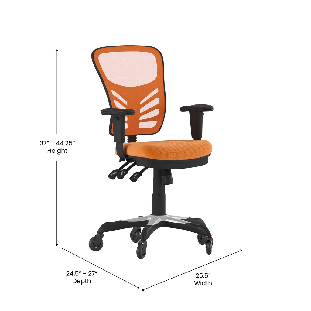 Orange Mesh Ergonomic Office Chair with Adjustable Arms K11374