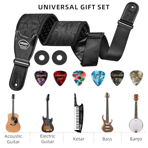 3.5" Wide Padded Adjustable Guitar Strap with Strap Locks N106115