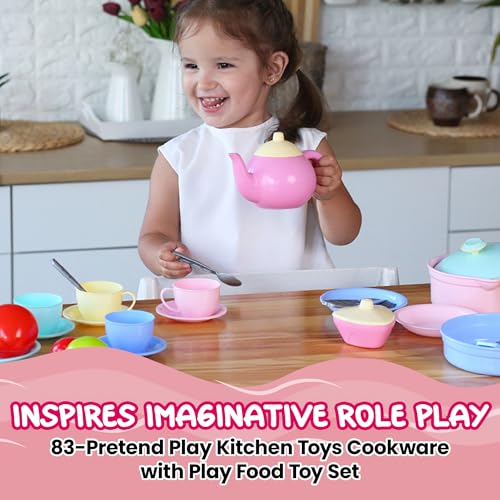 83 Pc Toddler Play Food Set with Toy Pots and Pans K59973