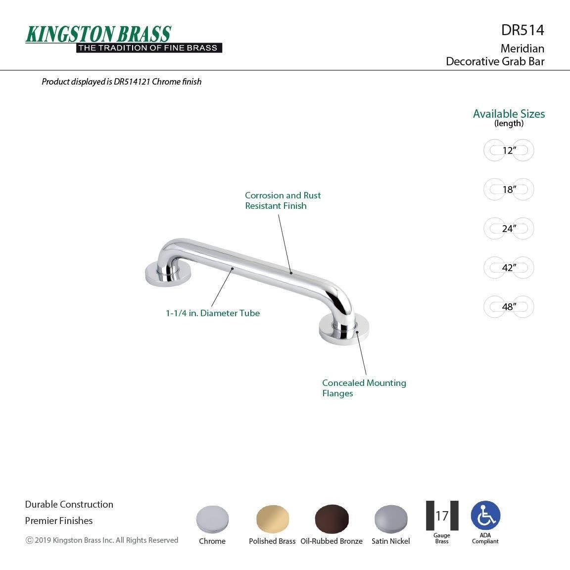Decorative ADA Grab Bar, Oil Rubbed Bronze S23398
