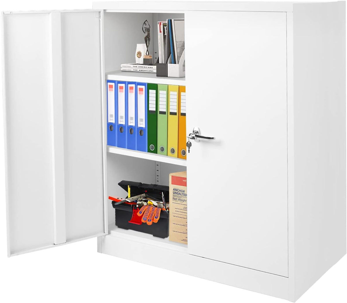 Locking Metal Cabinet with 2 Doors, 4 Adjustable Shelves, 72" V17762