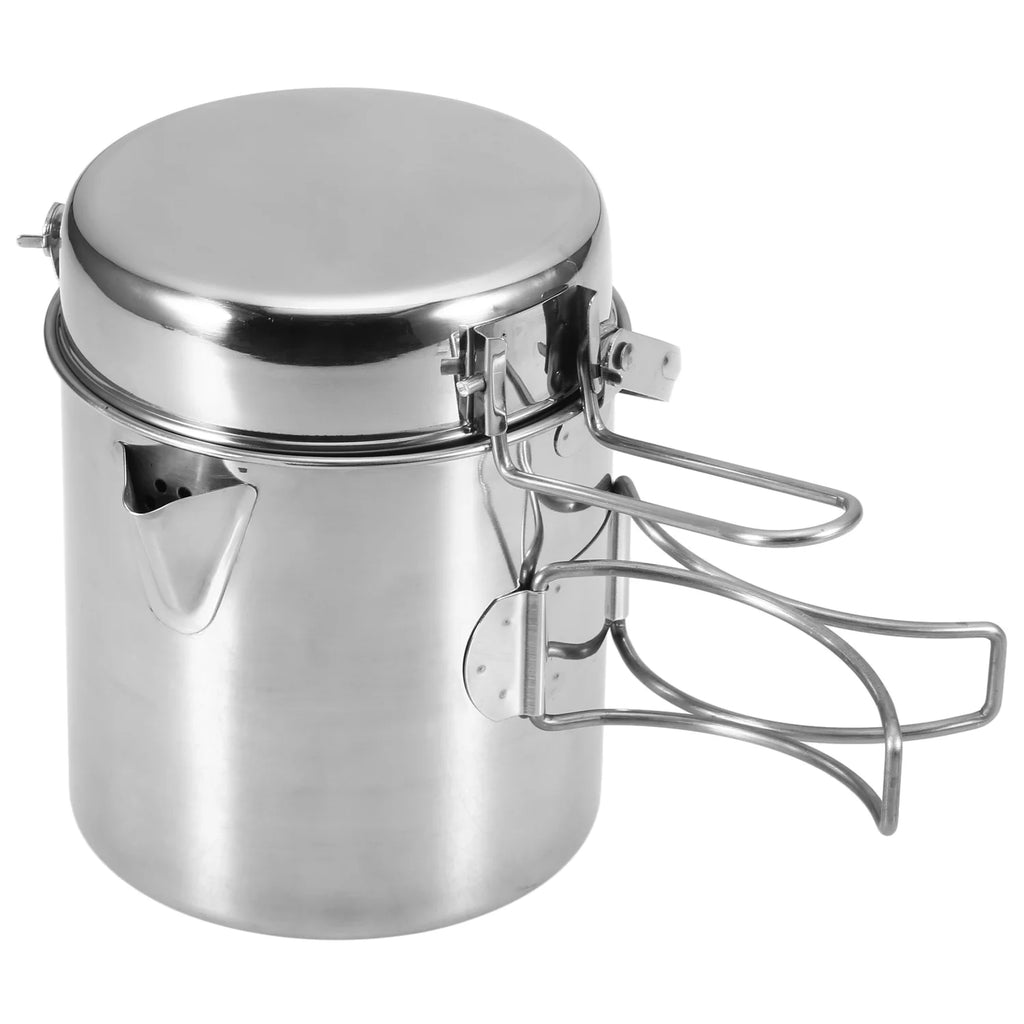 1L Stainless Steel Camping Kettle with Foldable Handle Q506571