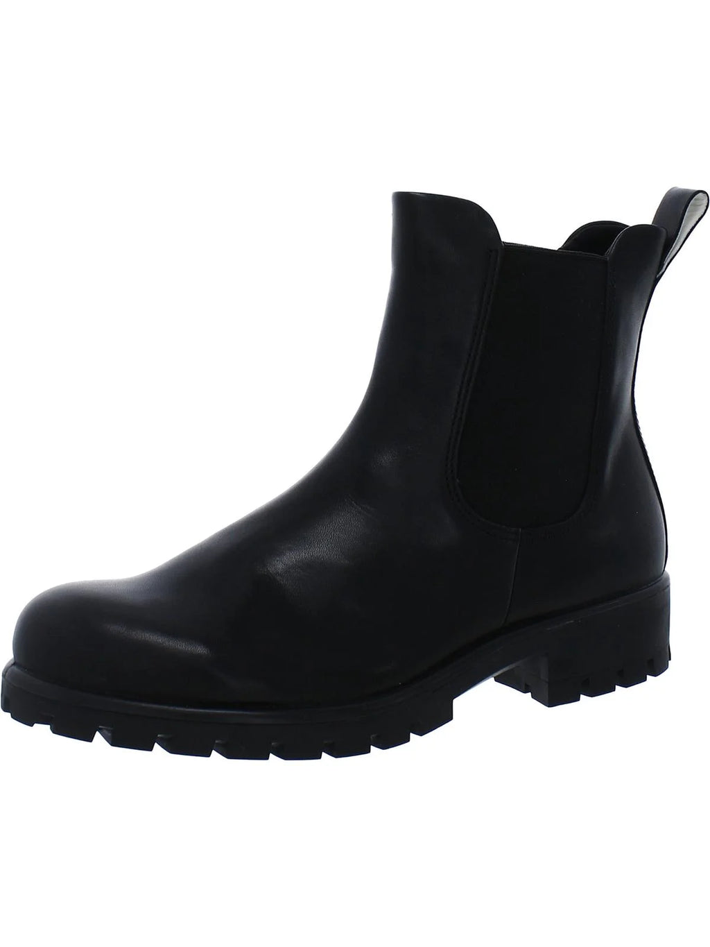 Black Cushioned Lug Sole Round Toe Leather Chelsea T675042