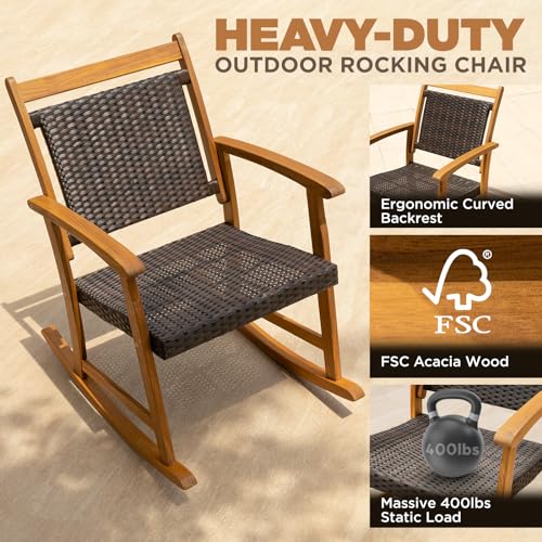 Wood Wicker 3 Piece Patio Bistro Set L90938