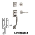 Satin Nickel Handleset with Left Handed Federal Lever and Traditional Round Rose A53426