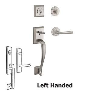 Satin Nickel Handleset with Left Handed Federal Lever and Traditional Round Rose A53426