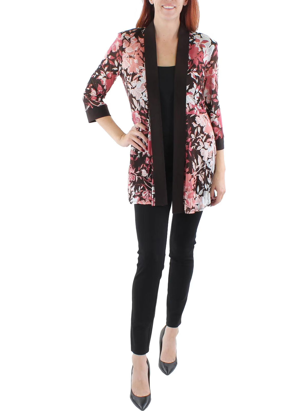 Floral Print Midi Open-Front Blazer U62095